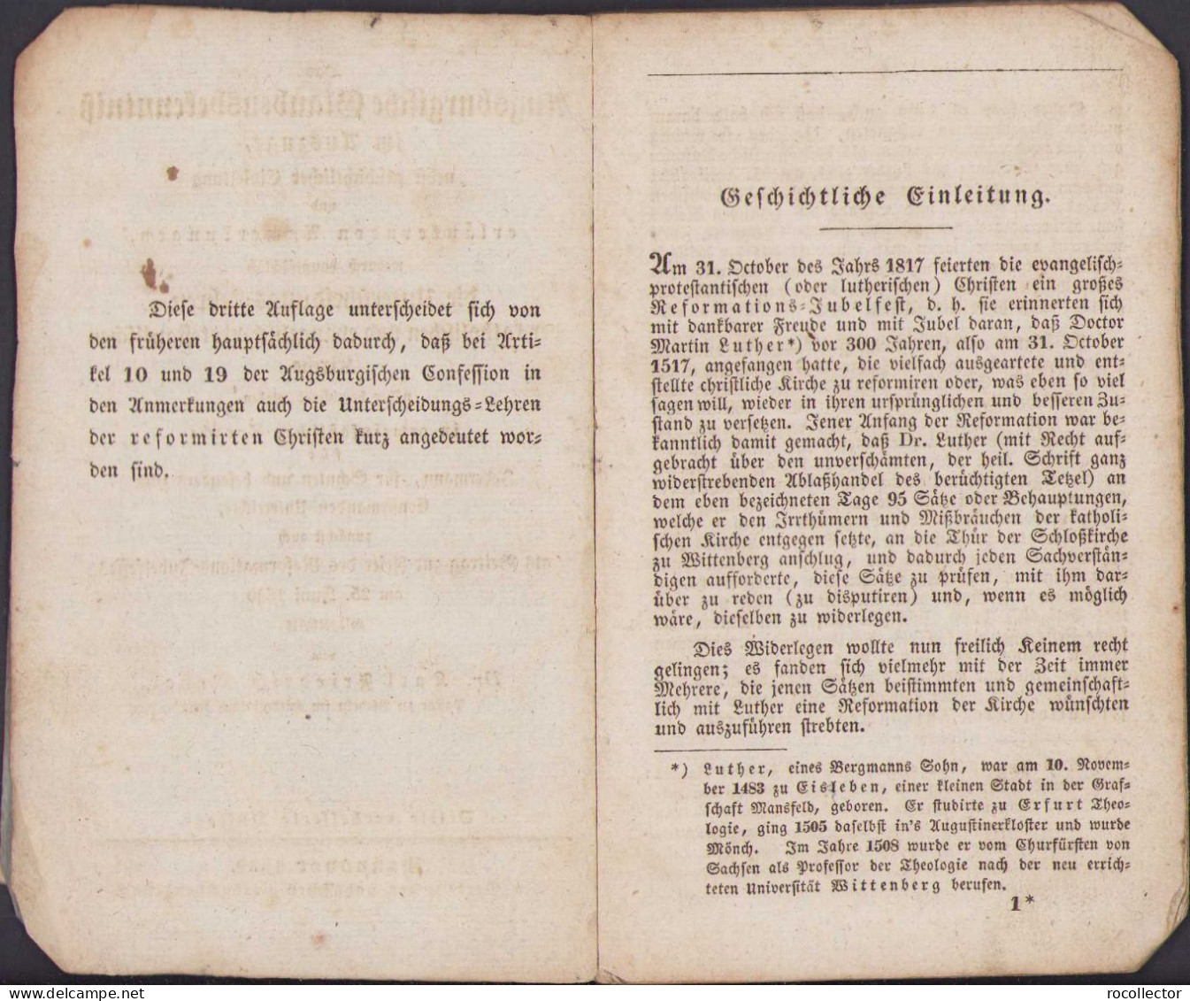 Das Augsburgische Glaubensbekenntnis 1830 Mener Confessio Augustana 84SP - Old Books