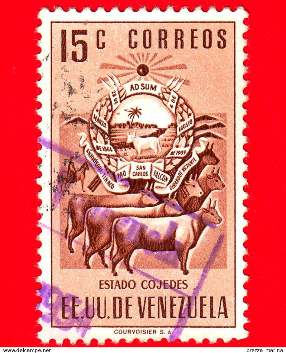 VENEZUELA - Usato - 1953 - Stemma Dello Stato Di Cojedes - Arms - 15 - Venezuela