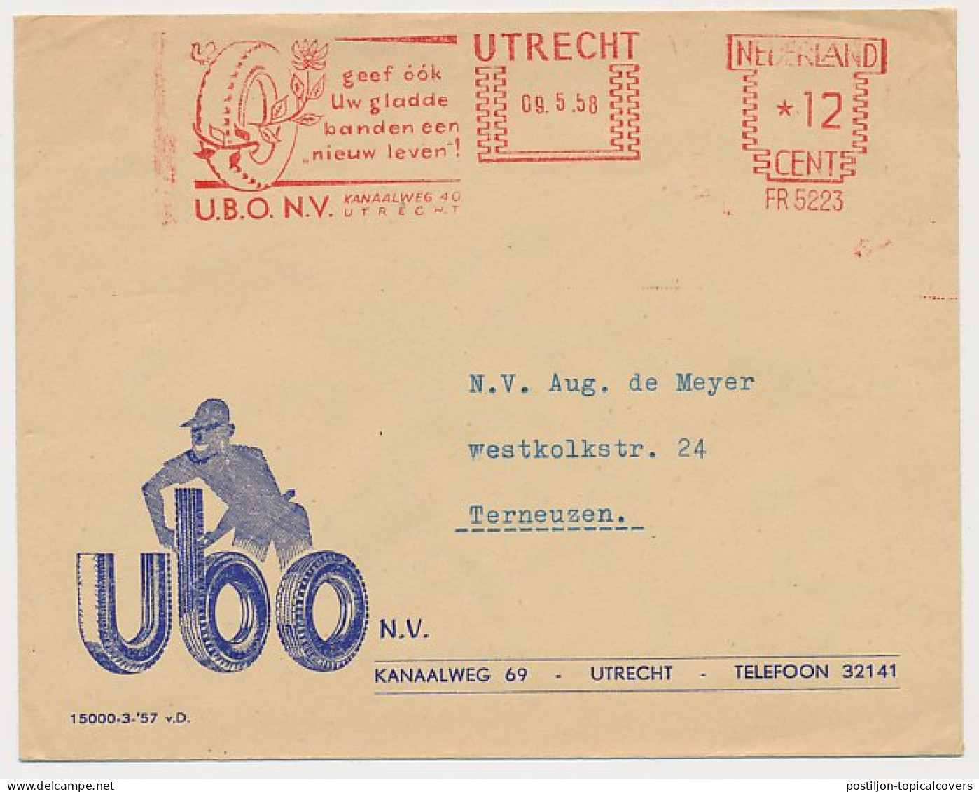 Meter Cover Netherlands 1958 Tire - Retreading - Utrecht - Zonder Classificatie