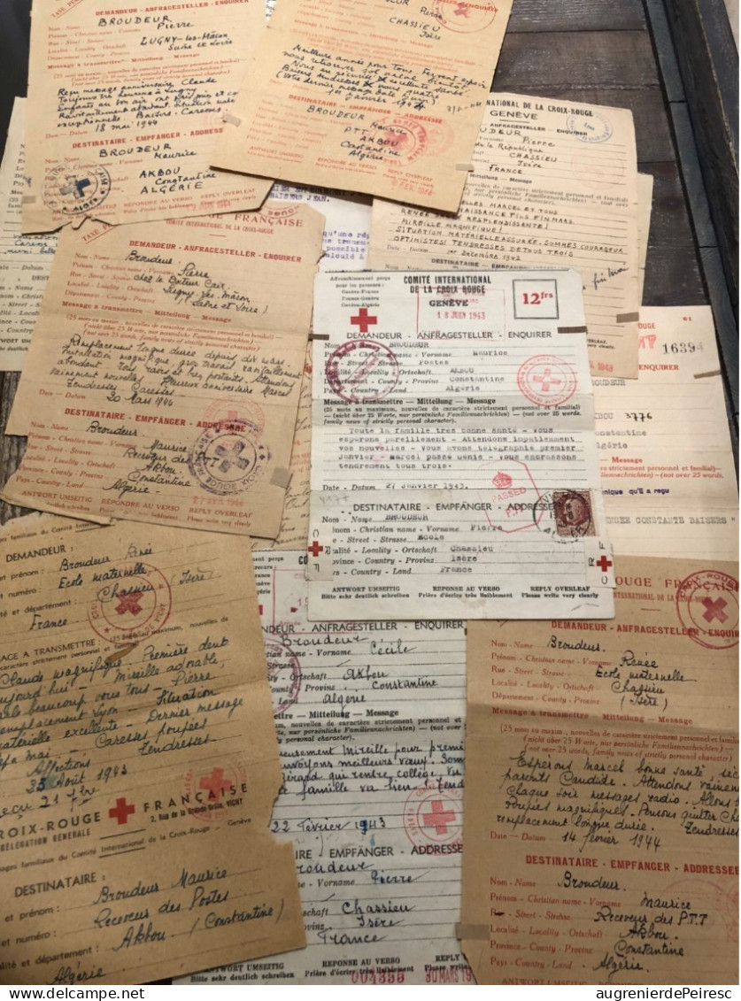 Joli Lot De Lettres De La Croix Rouge Adressées Au Résistant Pierre Broudeur 1942-43-44  FTPF De Cruzilles - 1939-45