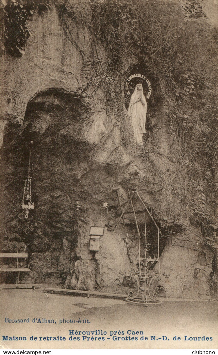 CPA -  HEROUVILLE - MAISON DE RETRAITE DES FRERES - GROTTE DE N.D. DE LOURDES - Herouville Saint Clair