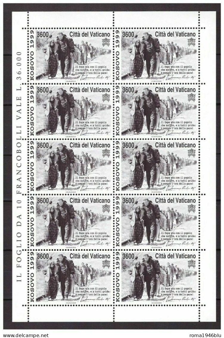 VATICANO 1999 KOSOVO MINIFOGLIO** MNH - Blocchi E Foglietti