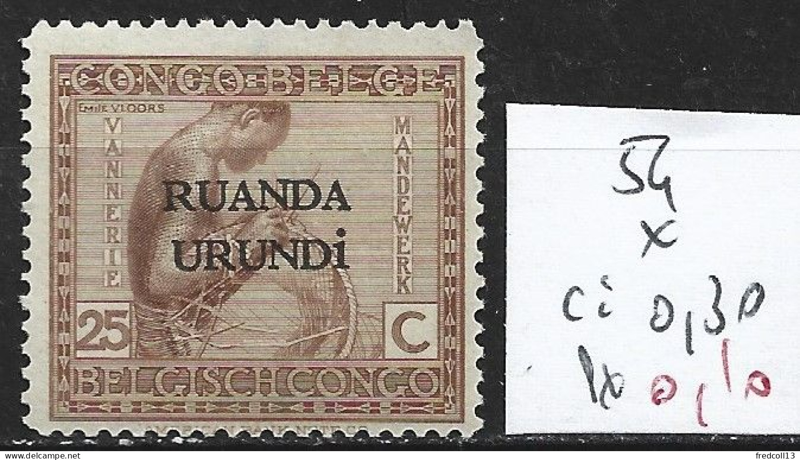 RUANDA-URUNDI 54 * Côte 0.30 € - Nuovi