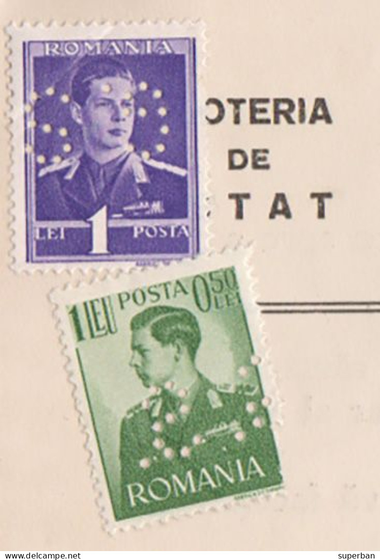 TIMBRE : 1 + 1.50 LEI Cu PERFIN / PERFORATED STAMPS - LOTERIA DE STAT GHEORGHE STANOIU / BRASOV - 1942 - RRR ! (an420) - Abarten Und Kuriositäten