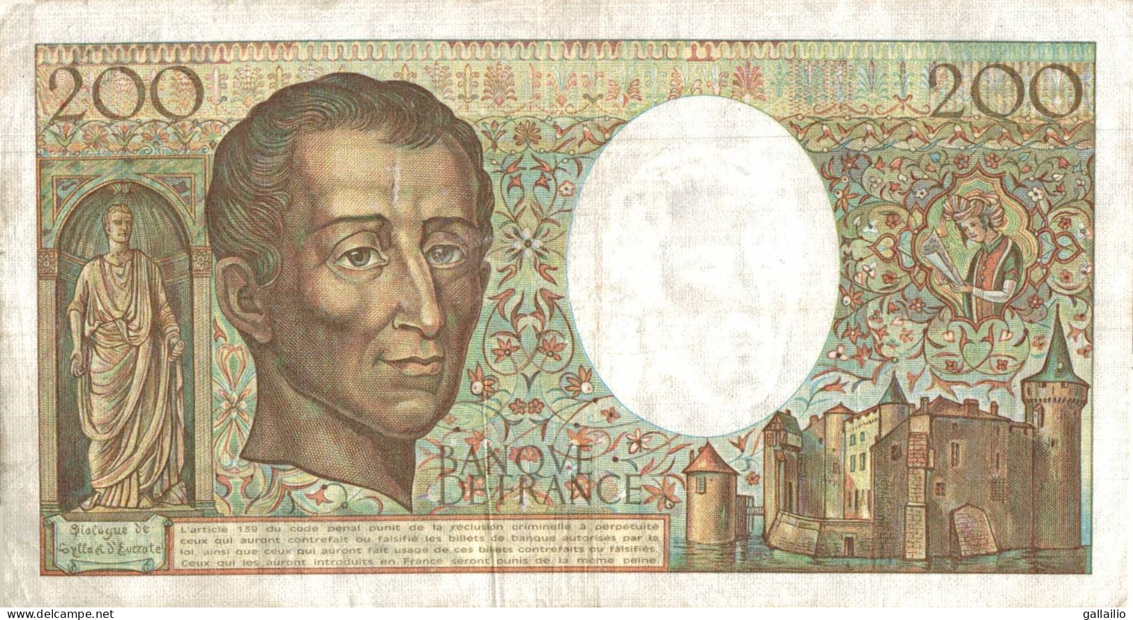 BILLET 200 FRANCS MONTESQIUEU 1986 P 041 - 200 F 1981-1994 ''Montesquieu''