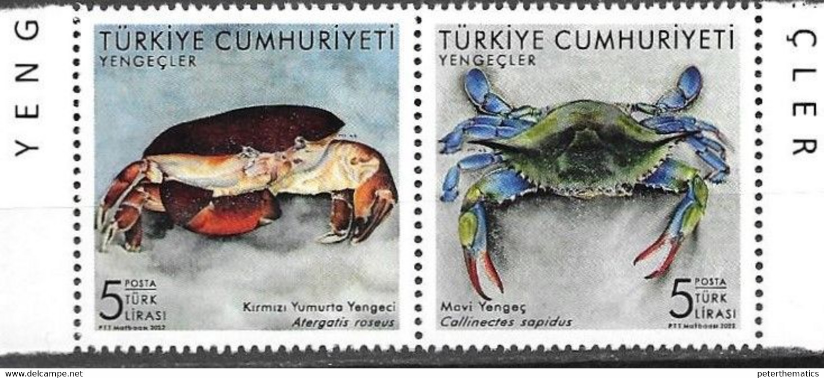 TURKEY, 2022, MNH, CRABS, MARINE LIFE, 2v - Crustacés