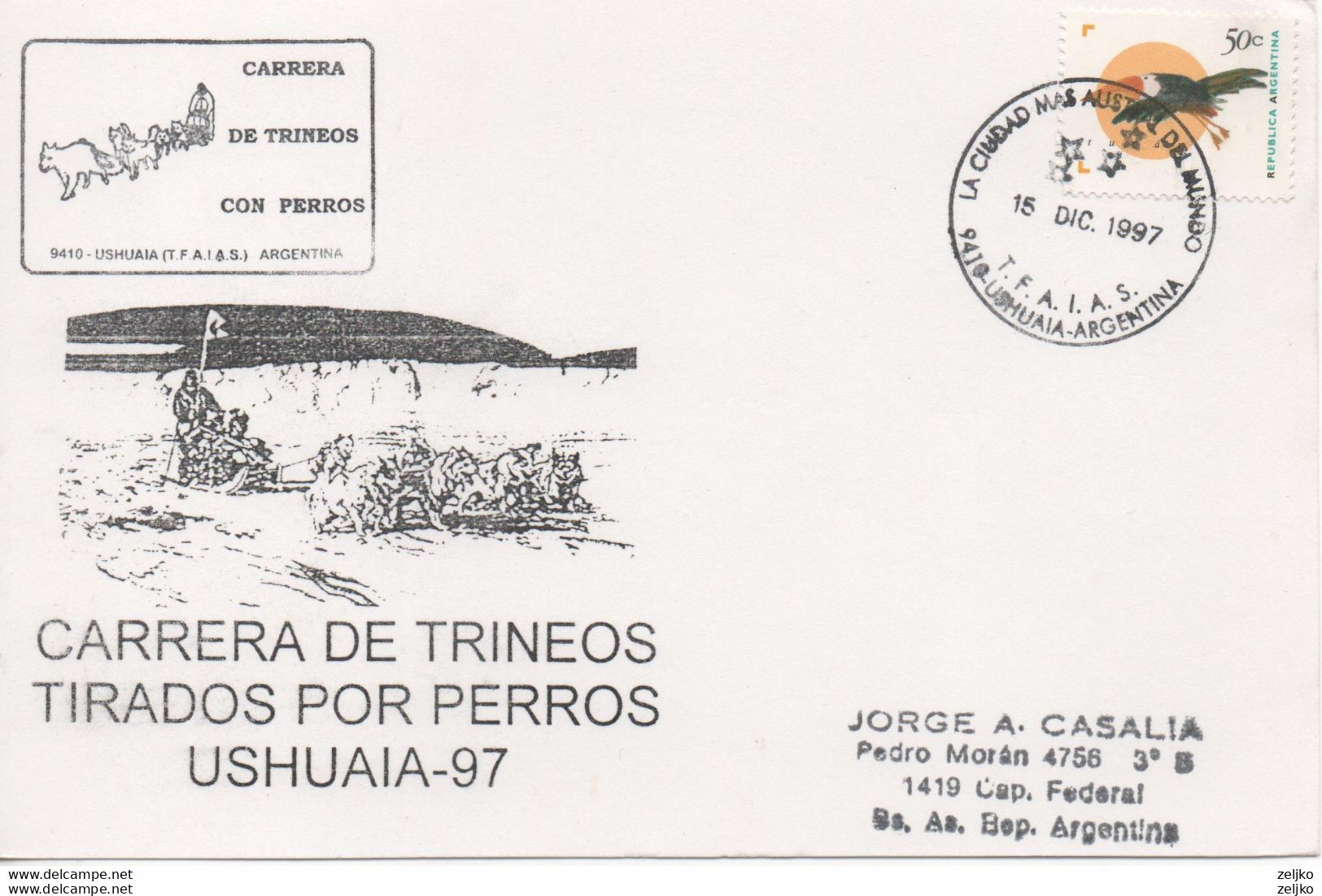 Argentina, Dog Sled Race 1997 - Cartas & Documentos