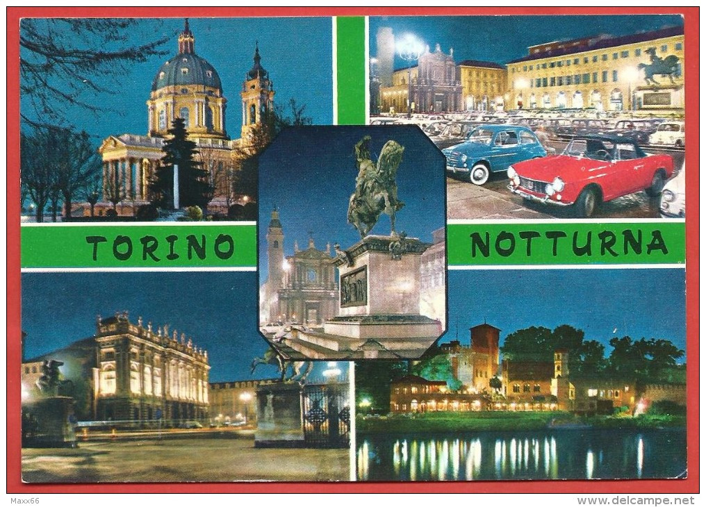 CARTOLINA NV ITALIA - TORINO NOTTURNA - Panorama - Vedutine - 10 X 15 - Tarjetas Panorámicas