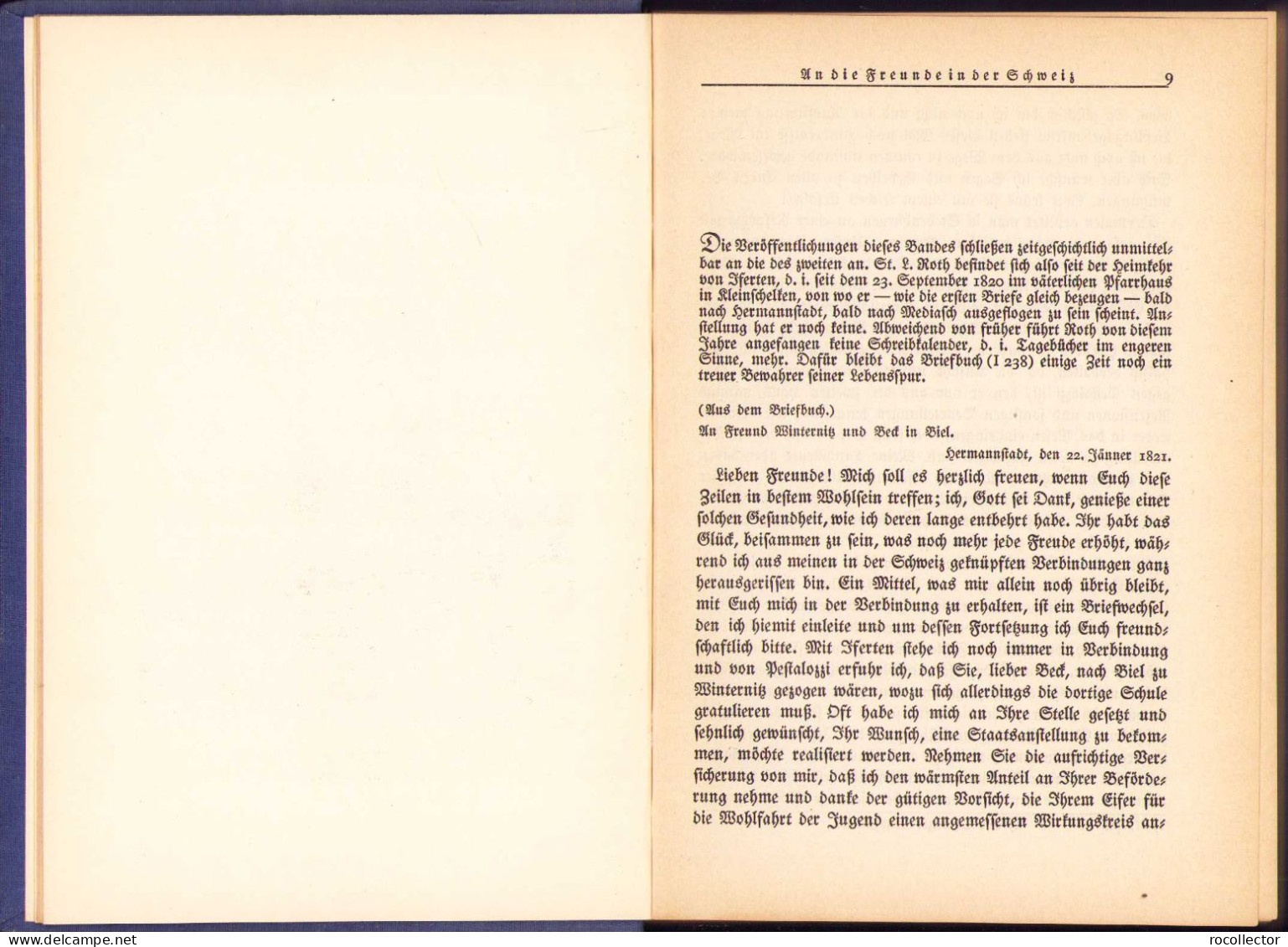 Stephan Ludwig Roth. Die Mediascher Zeit (1821-1836). 3. Band: Der Kampf, 1930, Hermannstadt 154SP - Libros Antiguos Y De Colección
