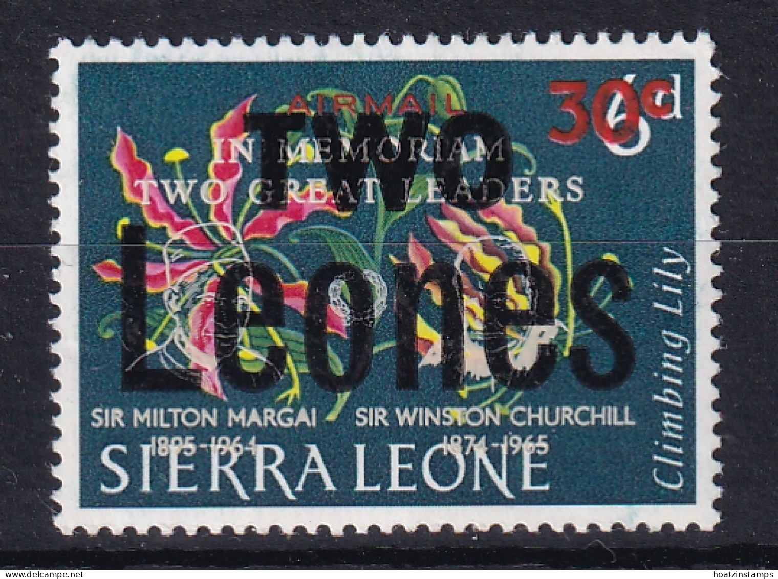Sierra Leone: 1964/66   Decimal Currency - Surcharge    SG365     Le2 On 30c On 6d     MNH - Sierra Leone (1961-...)