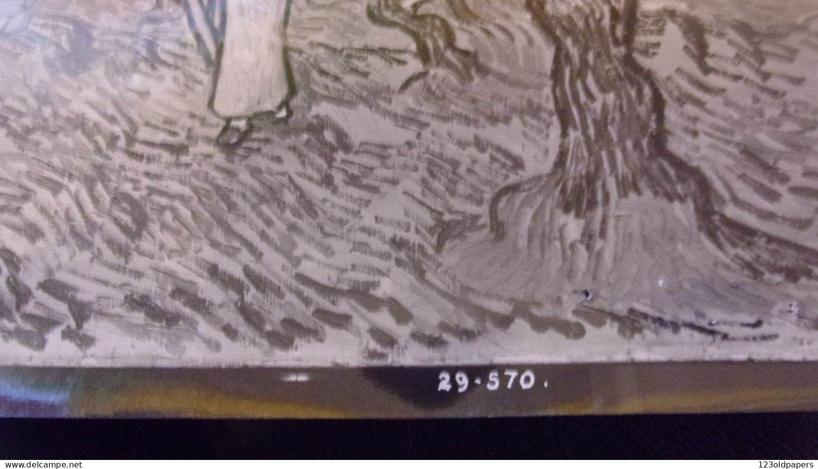 RARE PHOTO D UN TABLEAU DE VAN GOGH  LA CUEILLETTE DES OLIVES CACHET 1929 1930 IMPORTATION ET REIMPORTATION  EXPOSITION - Other & Unclassified