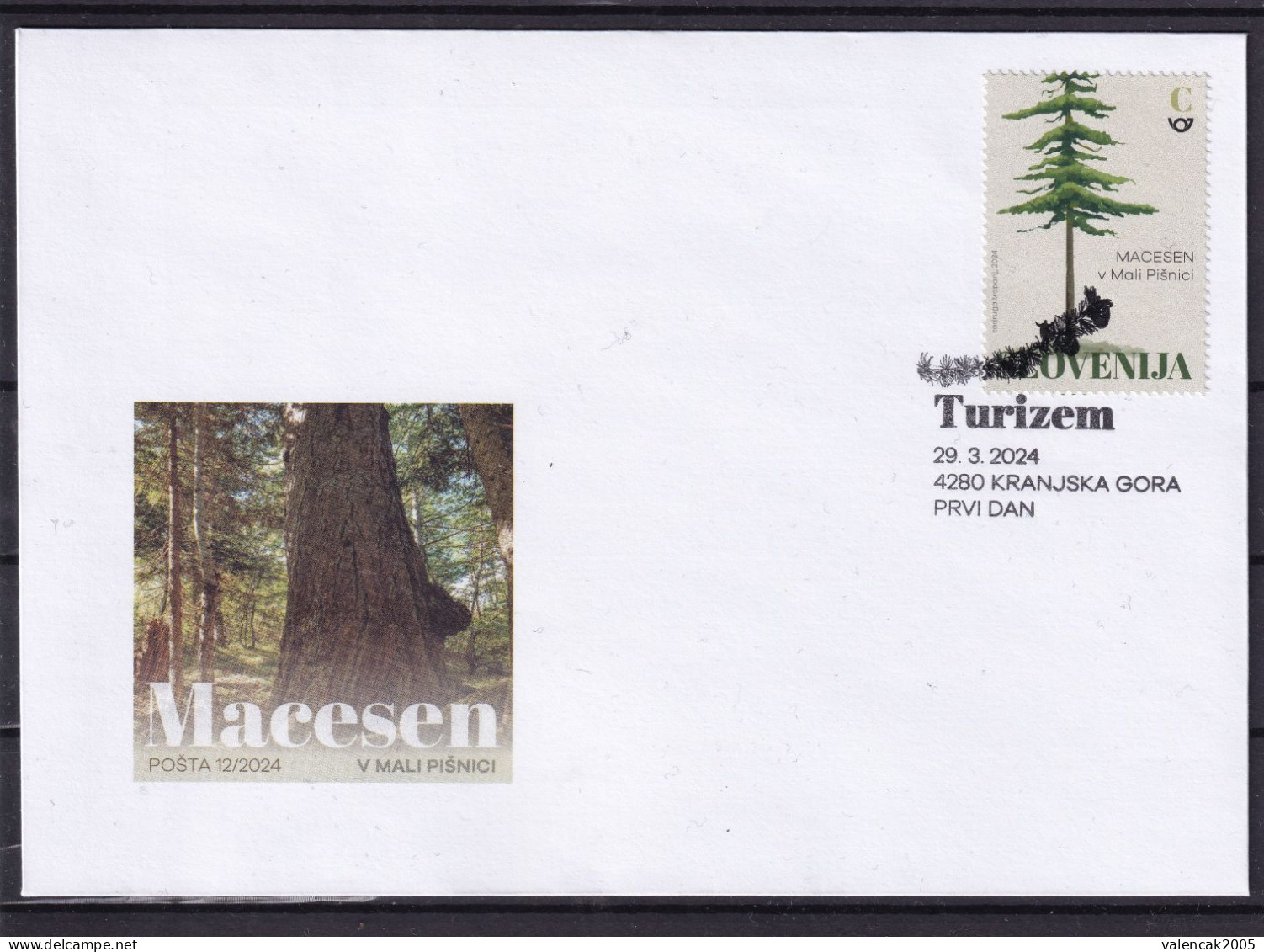 3333 B21 Slovenia In Superlatives 2024 FDC Tourism Tree Wood Forest Millennial Larch In The Valley Of Mala Pišnica - Bomen