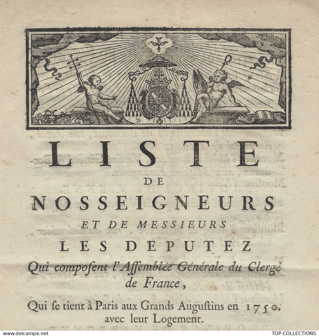 1750 ANCIEN REGIME RELIGION CATHOLIQUE  LISTE DES MEMBRES DE L' ASSEMBLEE  GENERALE DU CLERGE à Paris V.HISTORIQUE - Historical Documents