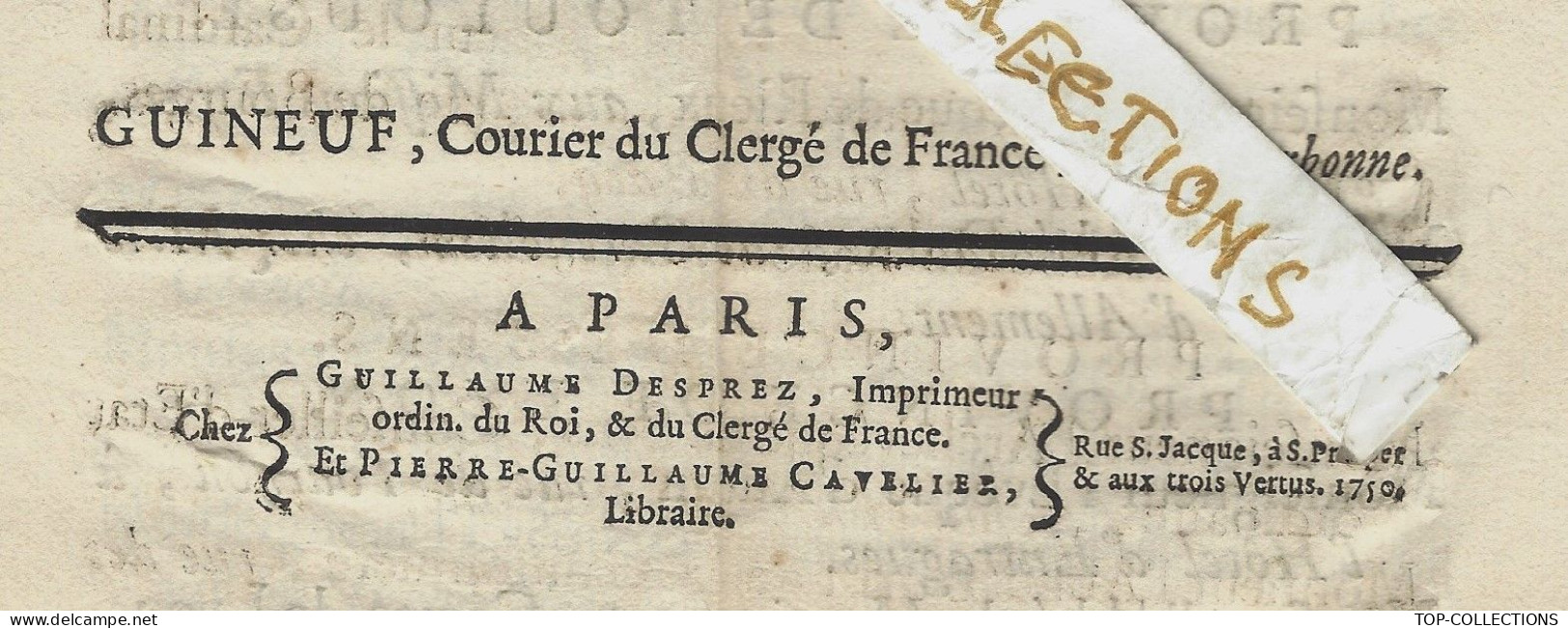 1750 ANCIEN REGIME RELIGION CATHOLIQUE  LISTE DES MEMBRES DE L' ASSEMBLEE  GENERALE DU CLERGE à Paris V.HISTORIQUE - Documentos Históricos