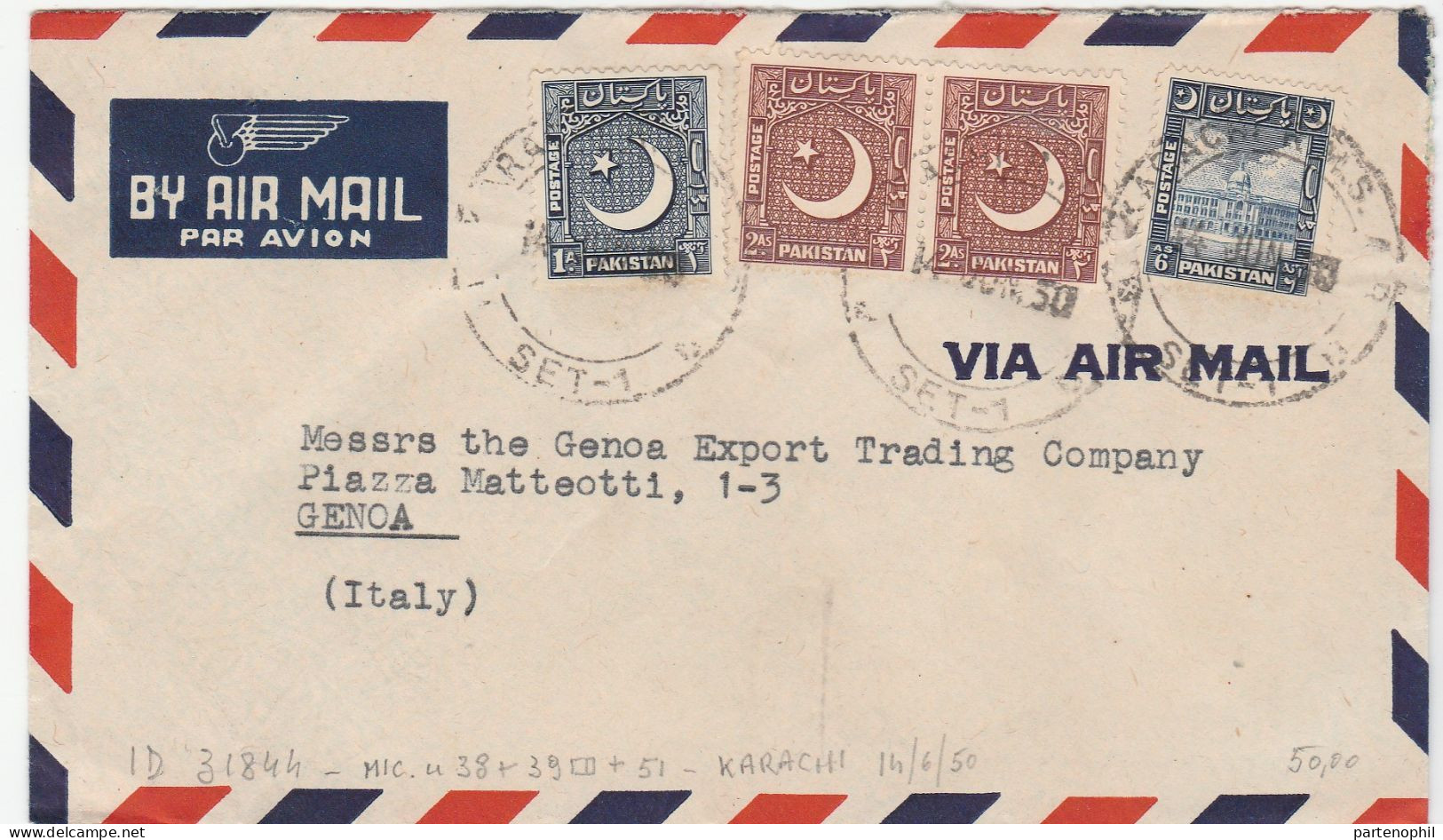 Pakistan 1950 -  Postgeschichte - Storia Postale - Histoire Postale - Pakistán