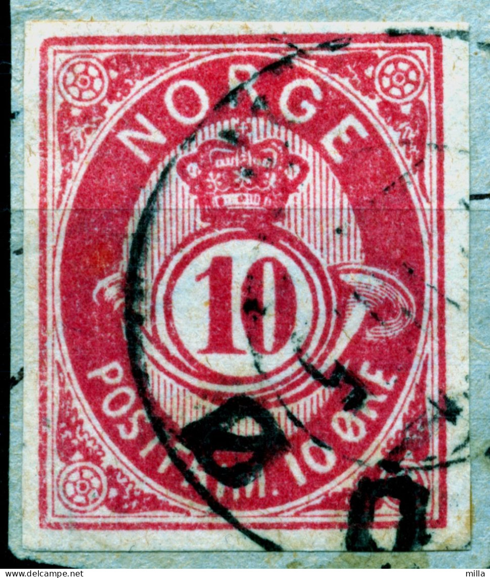 **  POSTHORN NK 43 UTAGGET. GODE MARGER & MED STEMPEL VADSØ 1895 ** MICHEL No 45 U  RARE STAMP ** - Gebruikt