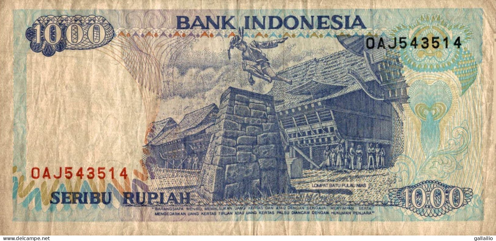 BILLET 1000 RUPIAH  INDONESIE - Indonesien