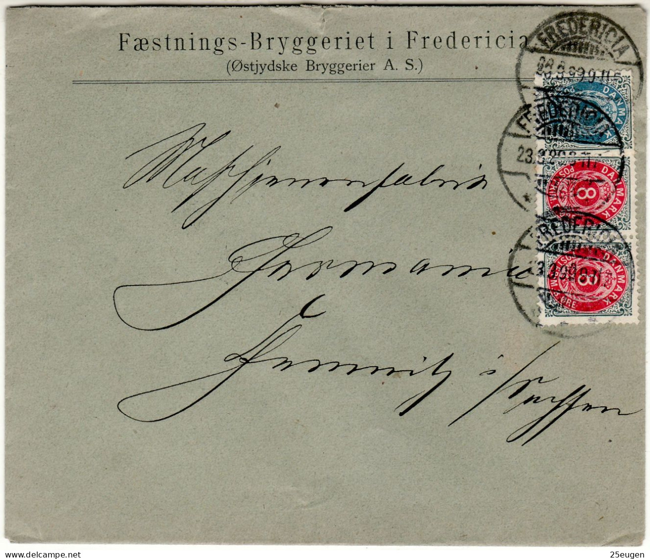 DENMARK 1899 LETTER SENT FROM FREDERICIA TO CHEMNITZ - Cartas & Documentos