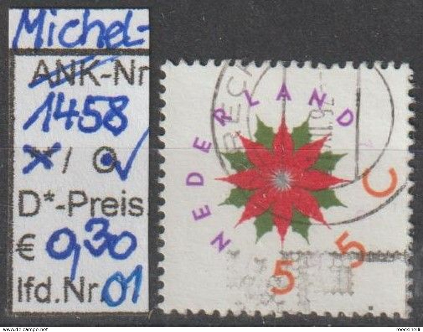 1992 - NIEDERLANDE - SM "Dez.marken-Weihnachtsstern" 55 C Mehrf. - O  Gestempelt - S.Scan (1458 01-02 Nl) - Gebruikt