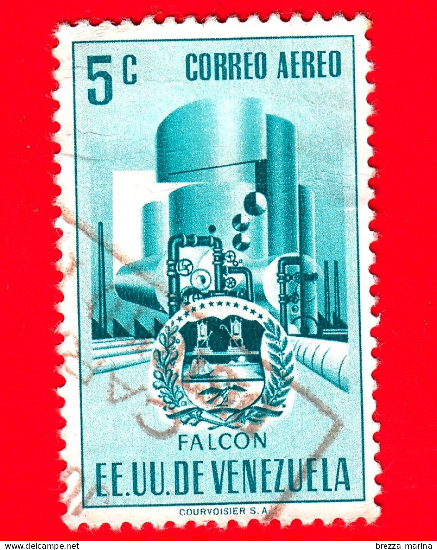 VENEZUELA - Usato - 1953 - Stemma Dello Stato Di Falcon - Arms - 5 - P. Aerea - Venezuela