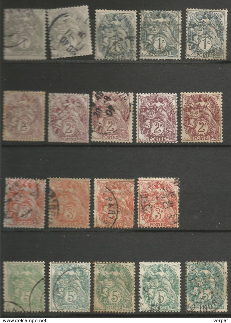 19 X Blanc Entre Y&T 107 Et 111 Teintes, Oblitérations, Cadrage, Variétés - 1900-29 Blanc