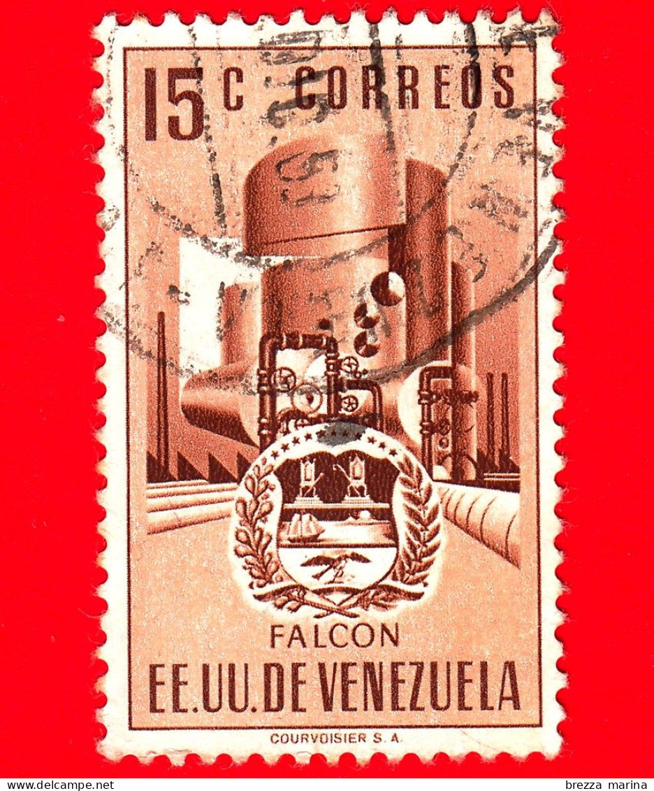 VENEZUELA - Usato - 1953 - Stemma Dello Stato Di Falcon - Arms - 15 - Venezuela