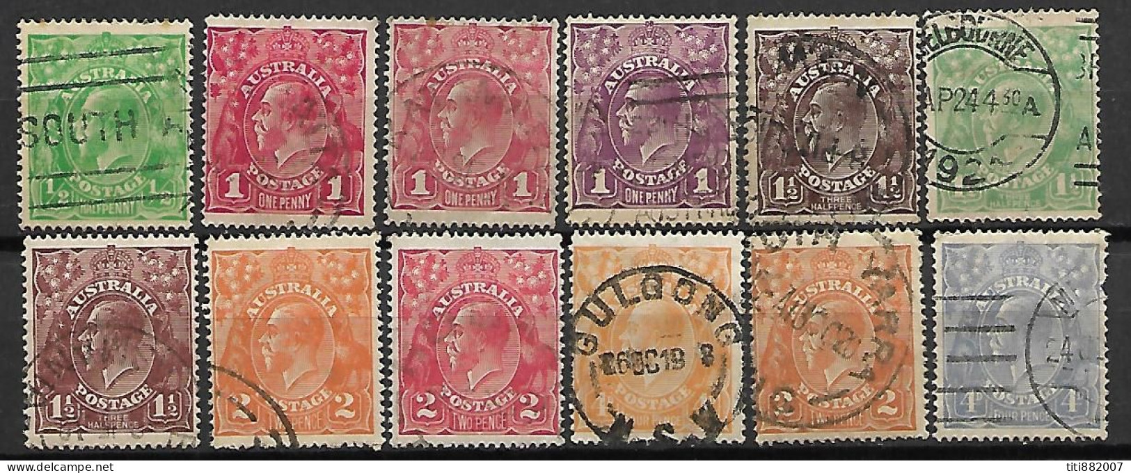 AUSTRALIE   -  1914.   L O T  Entre  Y&T N° 18  & 29 Oblitérés   .cote  32 Euros - Used Stamps