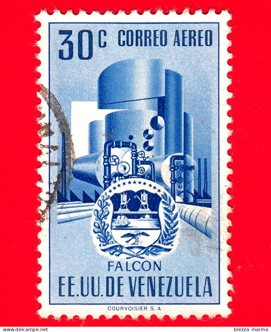 VENEZUELA - Usato - 1953 - Stemma Dello Stato Di Falcon - Arms - 30 - P. Aerea - Venezuela