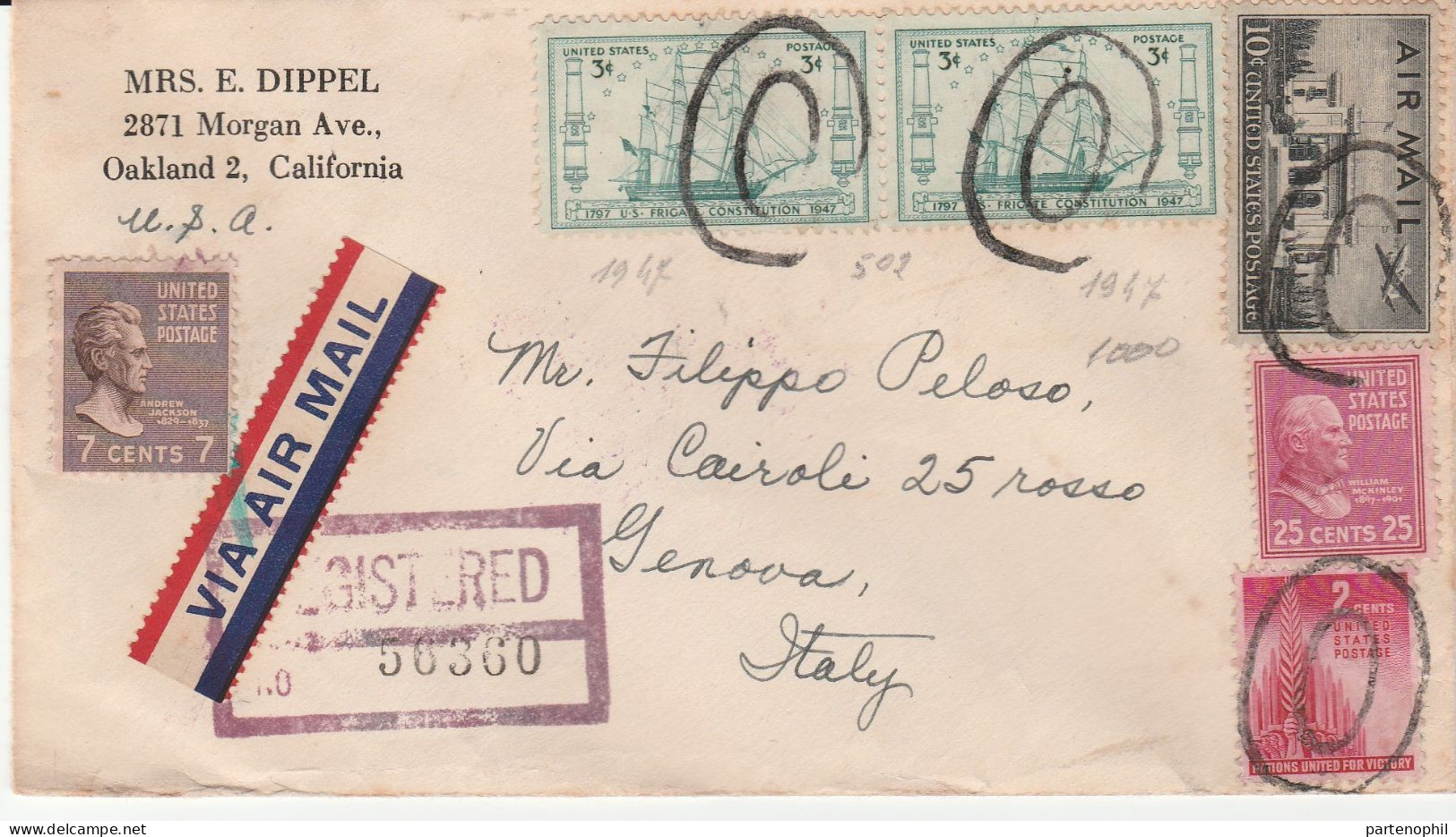 United States USA Stati Uniti 1947 -  Postgeschichte - Storia Postale - Histoire Postale - Briefe U. Dokumente