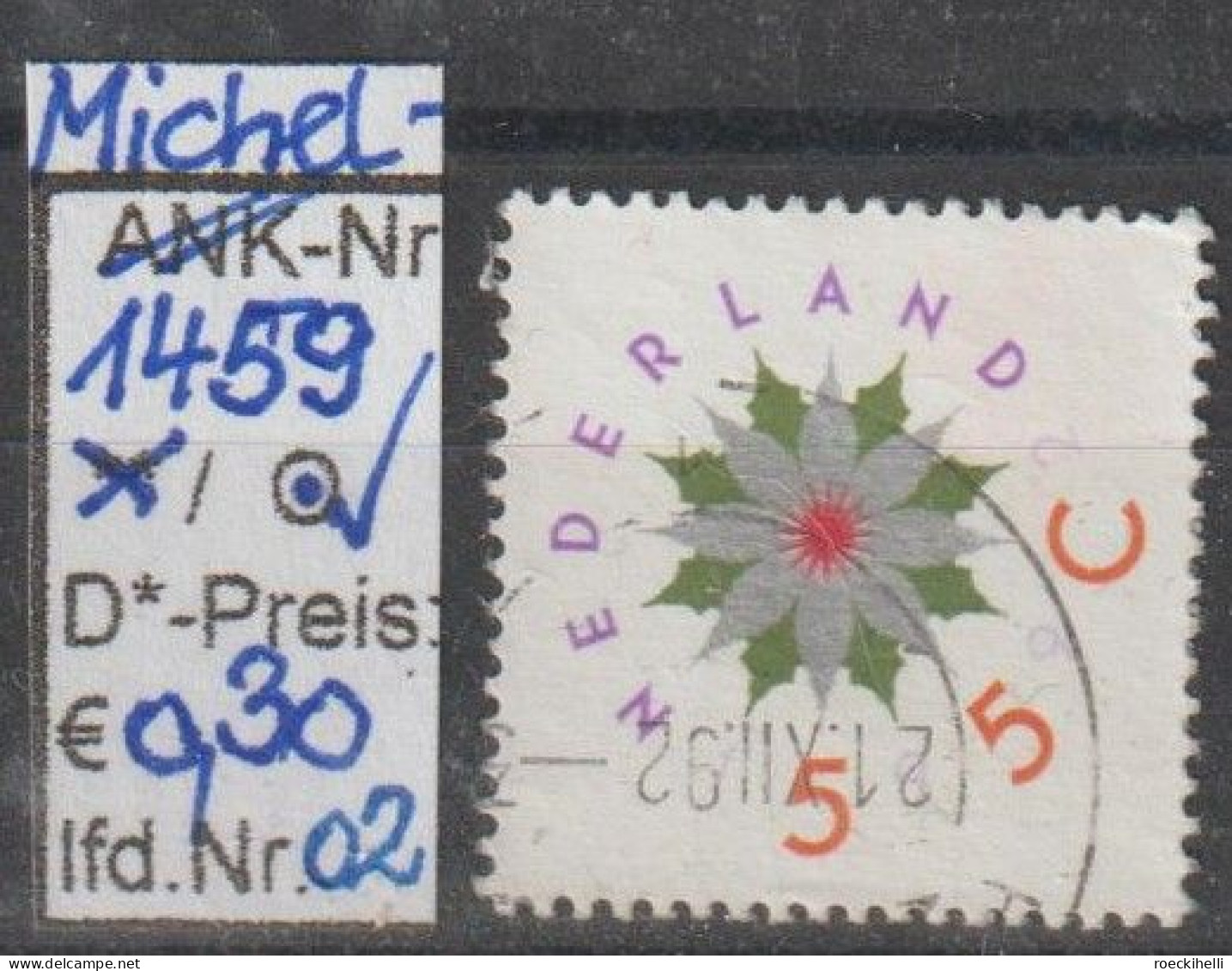 1992 - NIEDERLANDE - SM "Dez.marken-Weihnachtsstern Silber" 55 C Mehrf. - O  Gestempelt - S.Scan (1459 01-02 Nl) - Used Stamps