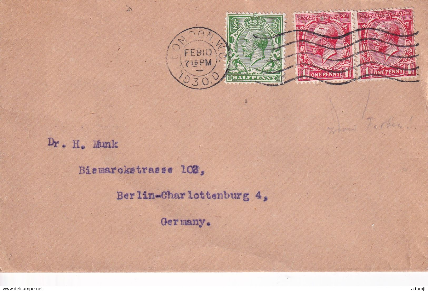 GB 1930 GEORGE V COVER TO GERMANY VERY FINE. - Storia Postale