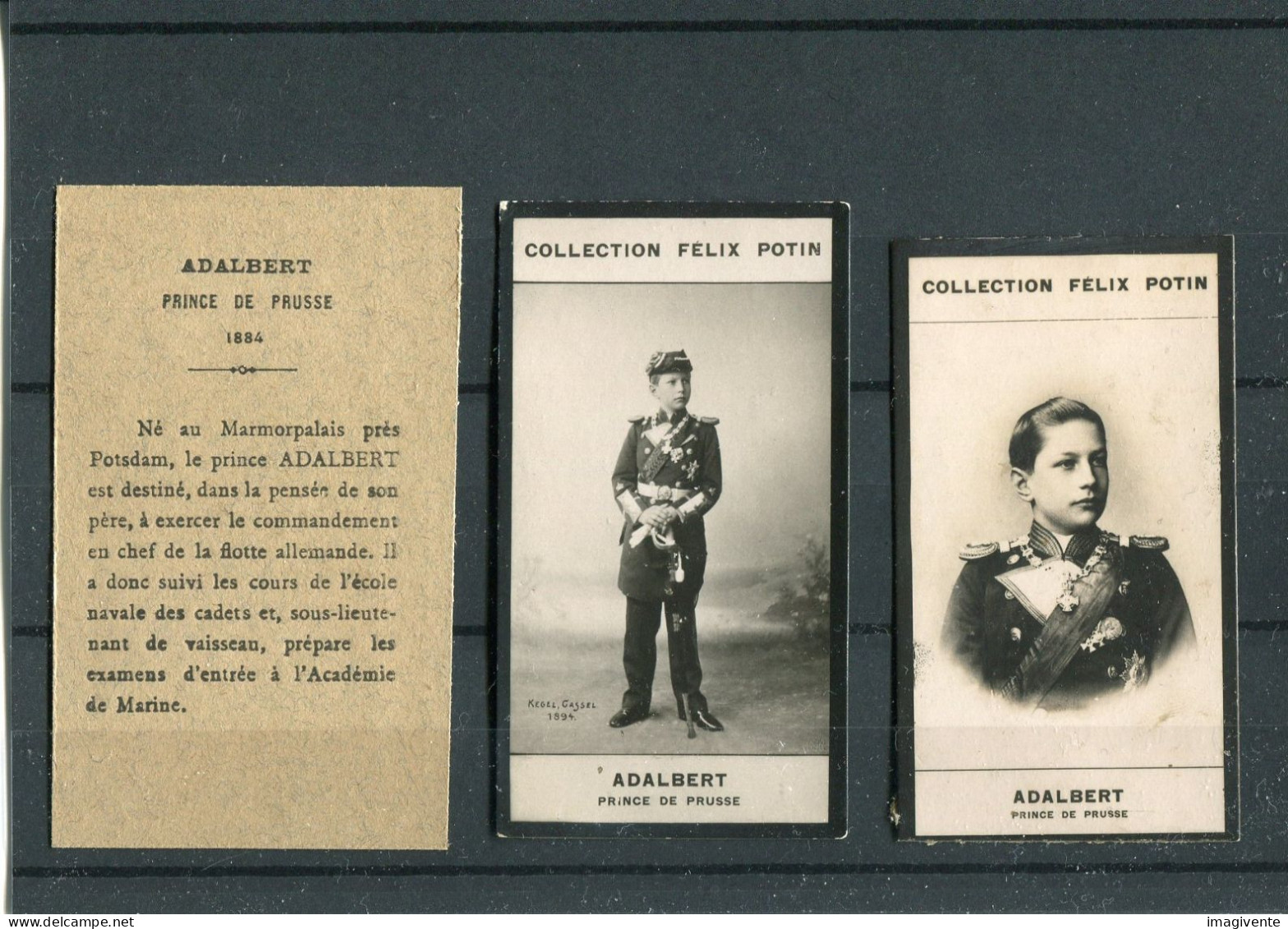 Lot De 2 Images Photos Felix Potin ADALBERT Prince De Prusse   Avec Biographie - Alben & Sammlungen