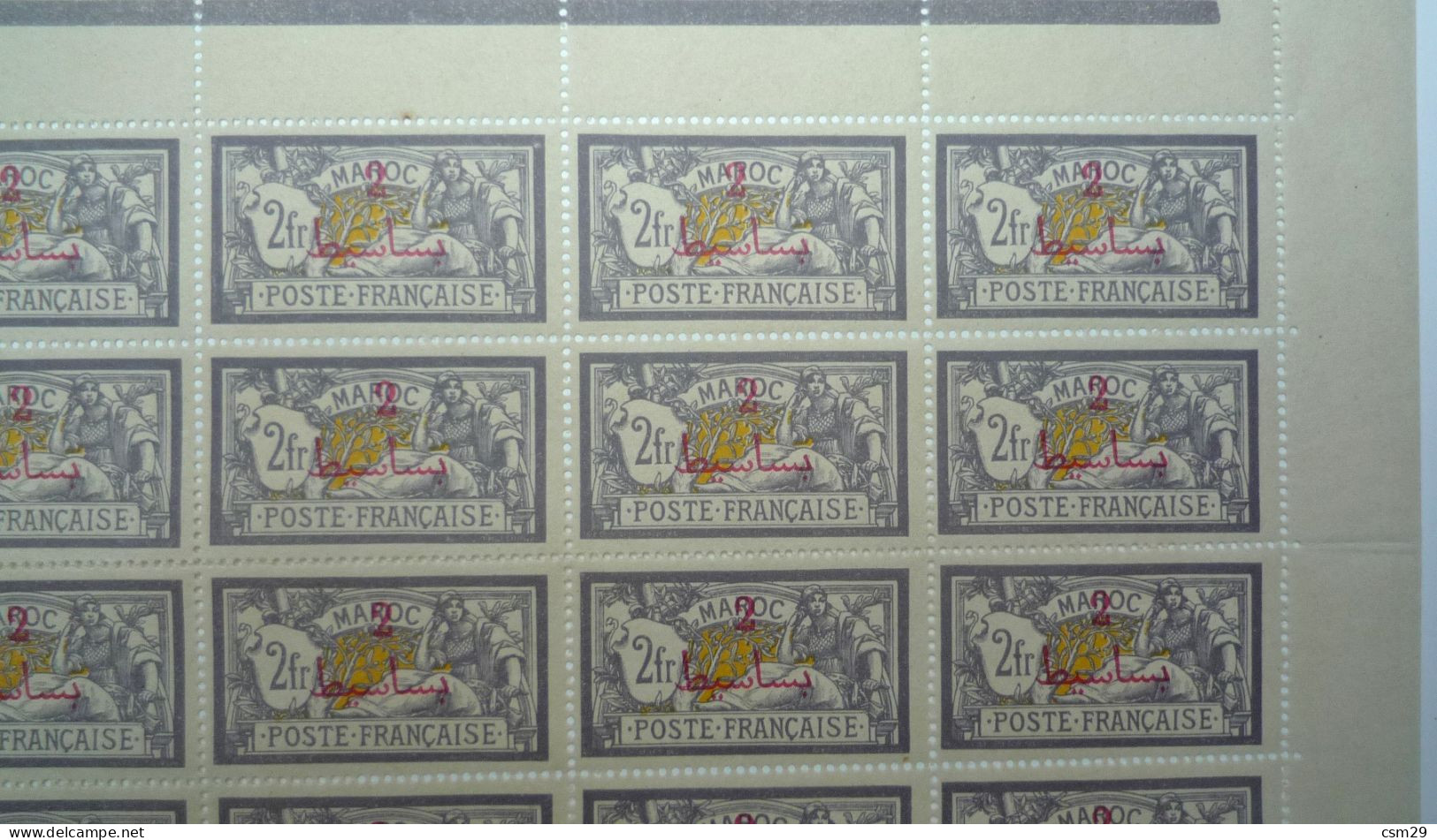 Colonie Française MAROC Feuille De 50 Du Merson N°52 B Neuf** - MNH - Variété Sans Surcharge Protectorat - Unused Stamps