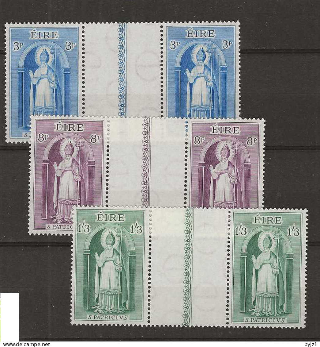 1961 MNH Ireland Mi 150-52 Gutter Pair Unfolded - Unused Stamps