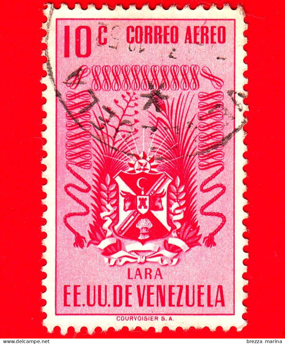 VENEZUELA - Usato - 1952 - Stemma Dello Stato Di Lara - Arms - 10 - P. Aerea - Venezuela