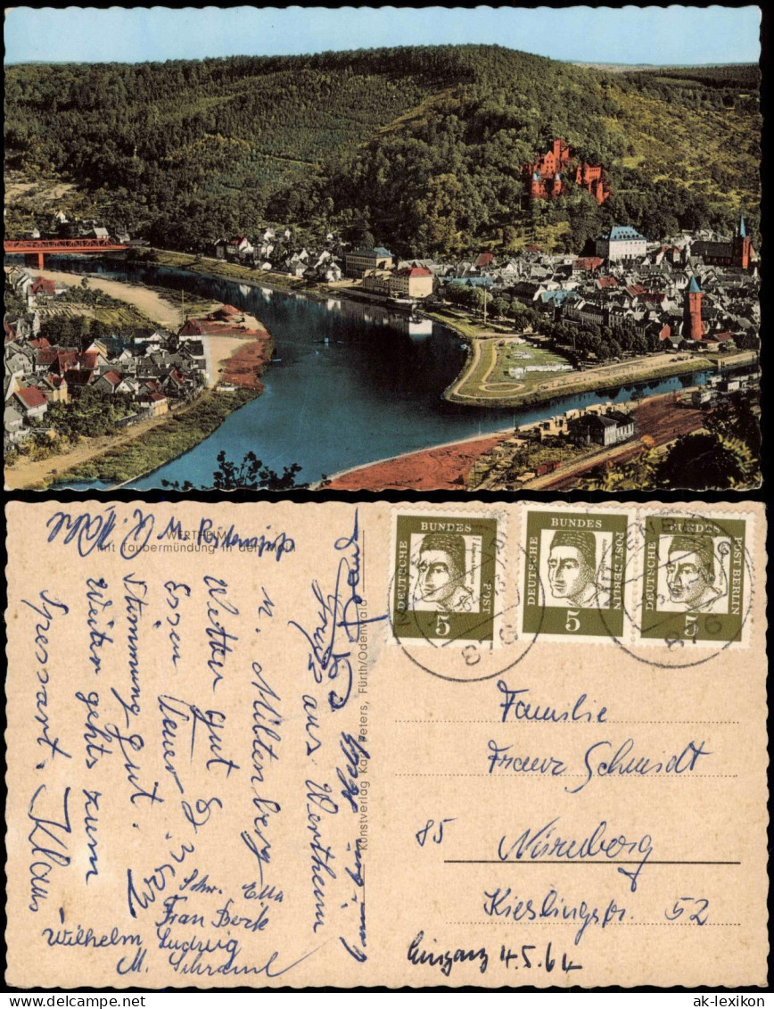 Ansichtskarte Wertheim Panorama-Ansicht Mit Tauber-Mündung 1964 - Wertheim