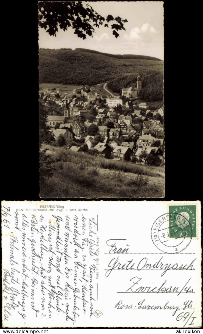 Eiserfeld-Siegen Blick Auf Ortsmitte Mit Evgl. U. Kath. Kirche 1961 - Siegen