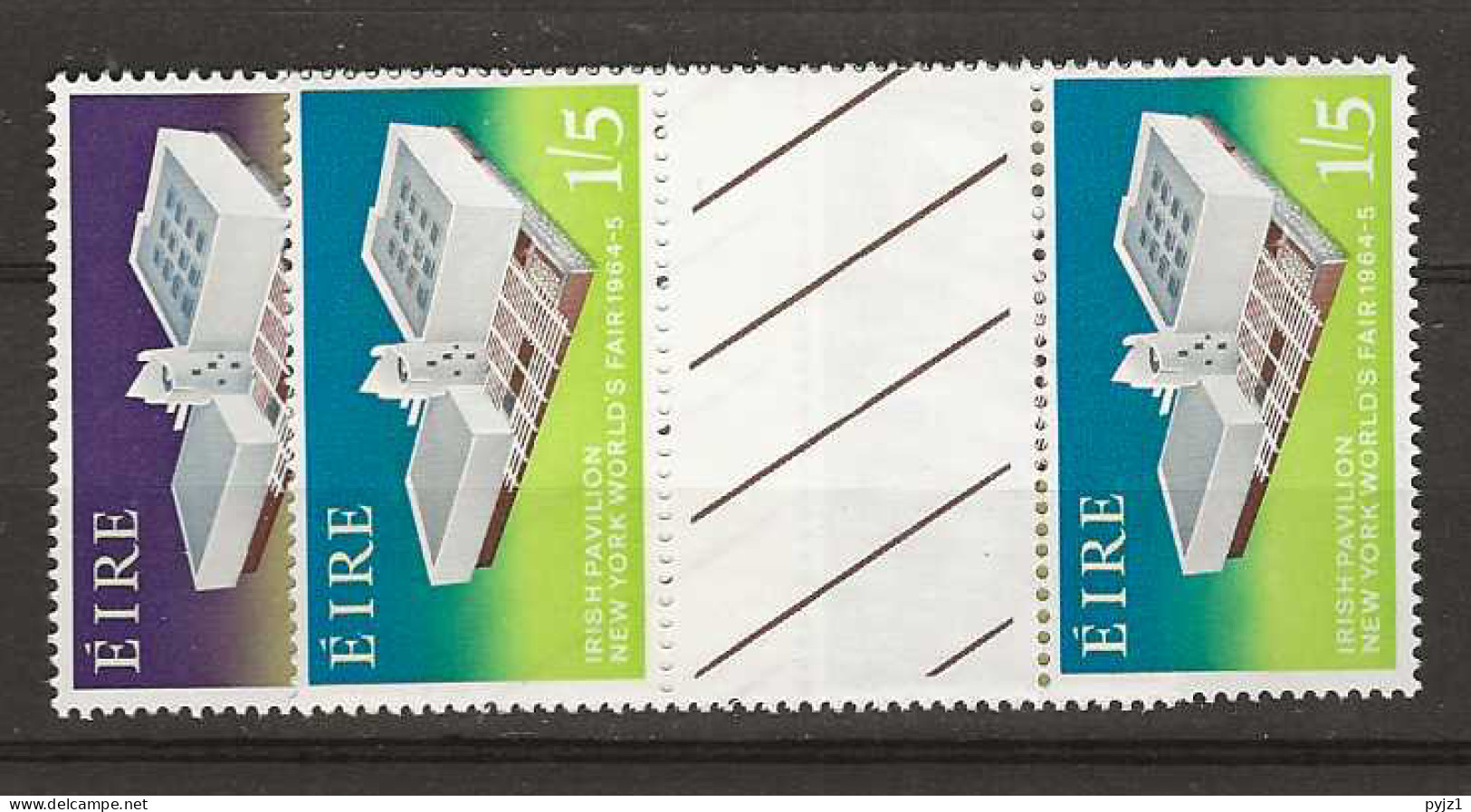 1964 MNH Ireland Mi 165-66 Gutter Pair Folded - Nuovi