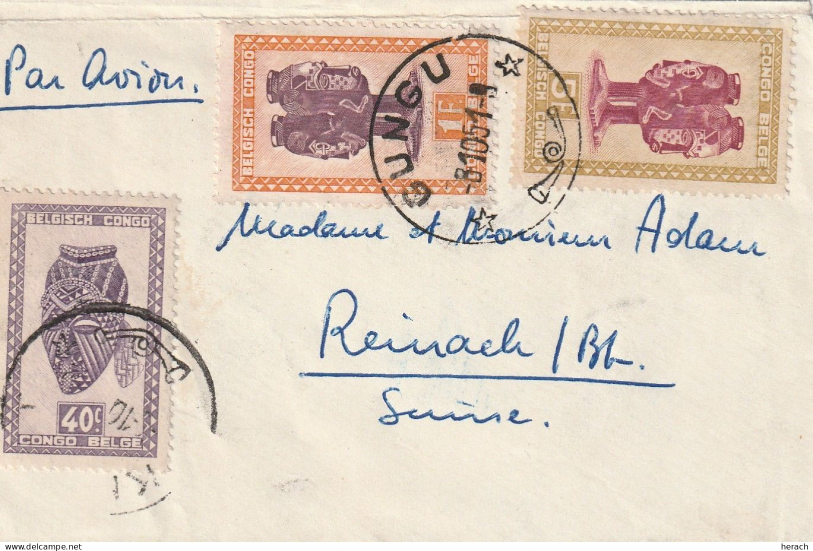 Congo Belge Lettre Gungu Pour La Suisse 1951 - Brieven En Documenten