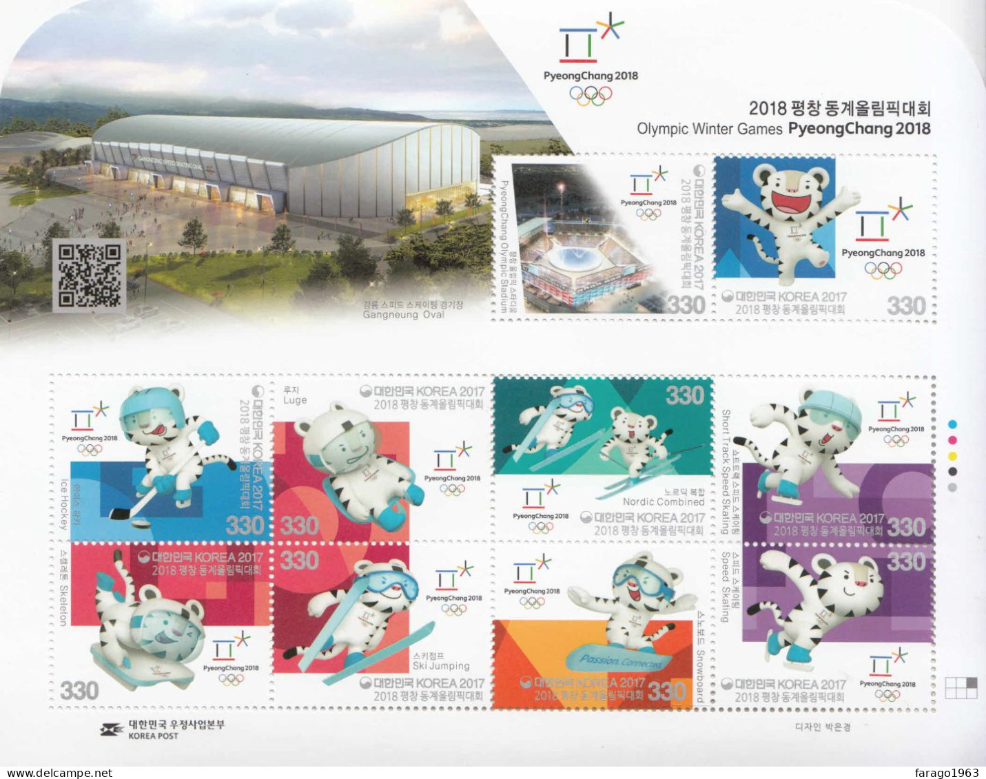 2018 South Korea PyeongChang Winter Olympics Ice Hockey Skating Snowboarding M/sheet Of 10 MNH * Wrinkle Top Left* - Korea, South