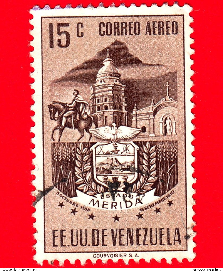 VENEZUELA - Usato - 1953 - Stemma Dello Stato Di Merida - Arms - 15  - P. Aerea - Venezuela