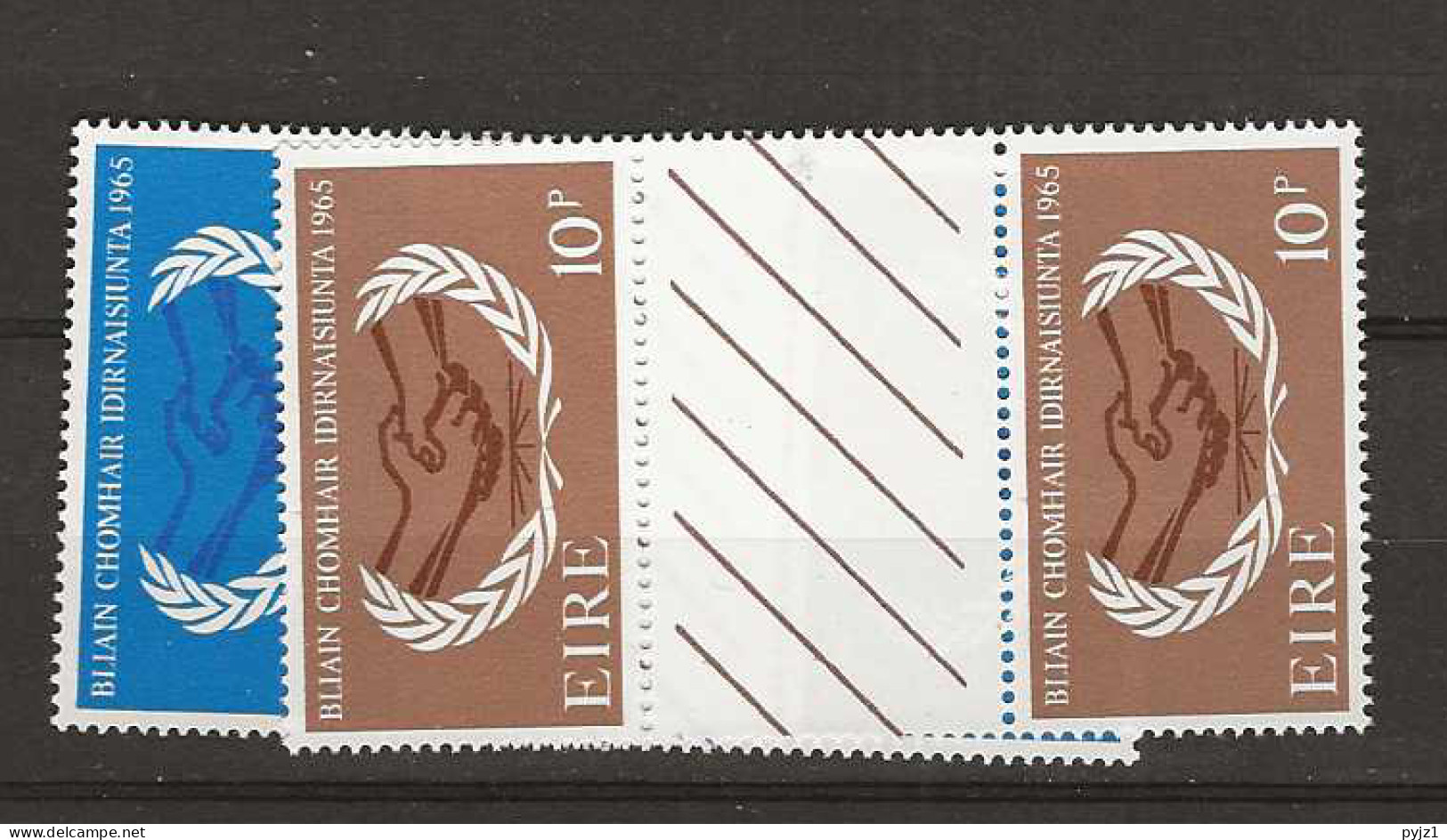 1965 MNH Ireland Mi 174-75 Gutter Pairs Unfolded - Unused Stamps