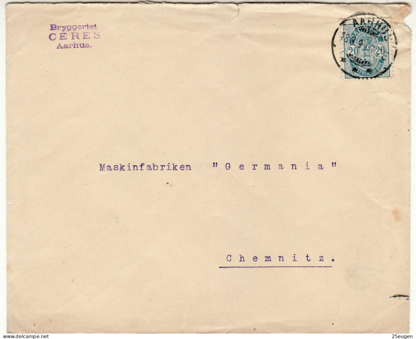 DENMARK 1899 LETTER SENT FROM AARHUS TO CHEMNITZ - Storia Postale