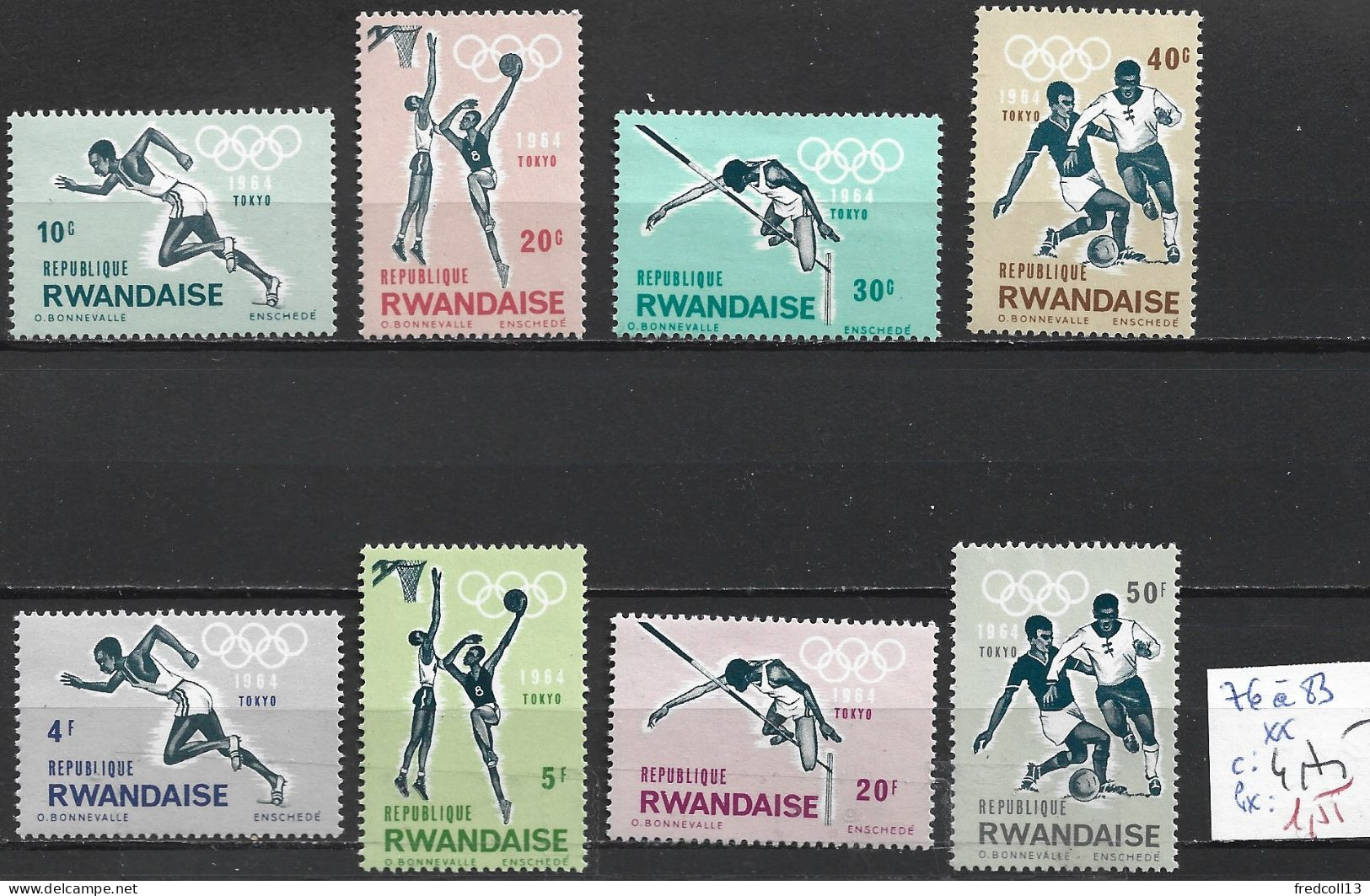 RWANDA 76 à 83** Côte 4.75 € - Verano 1964: Tokio