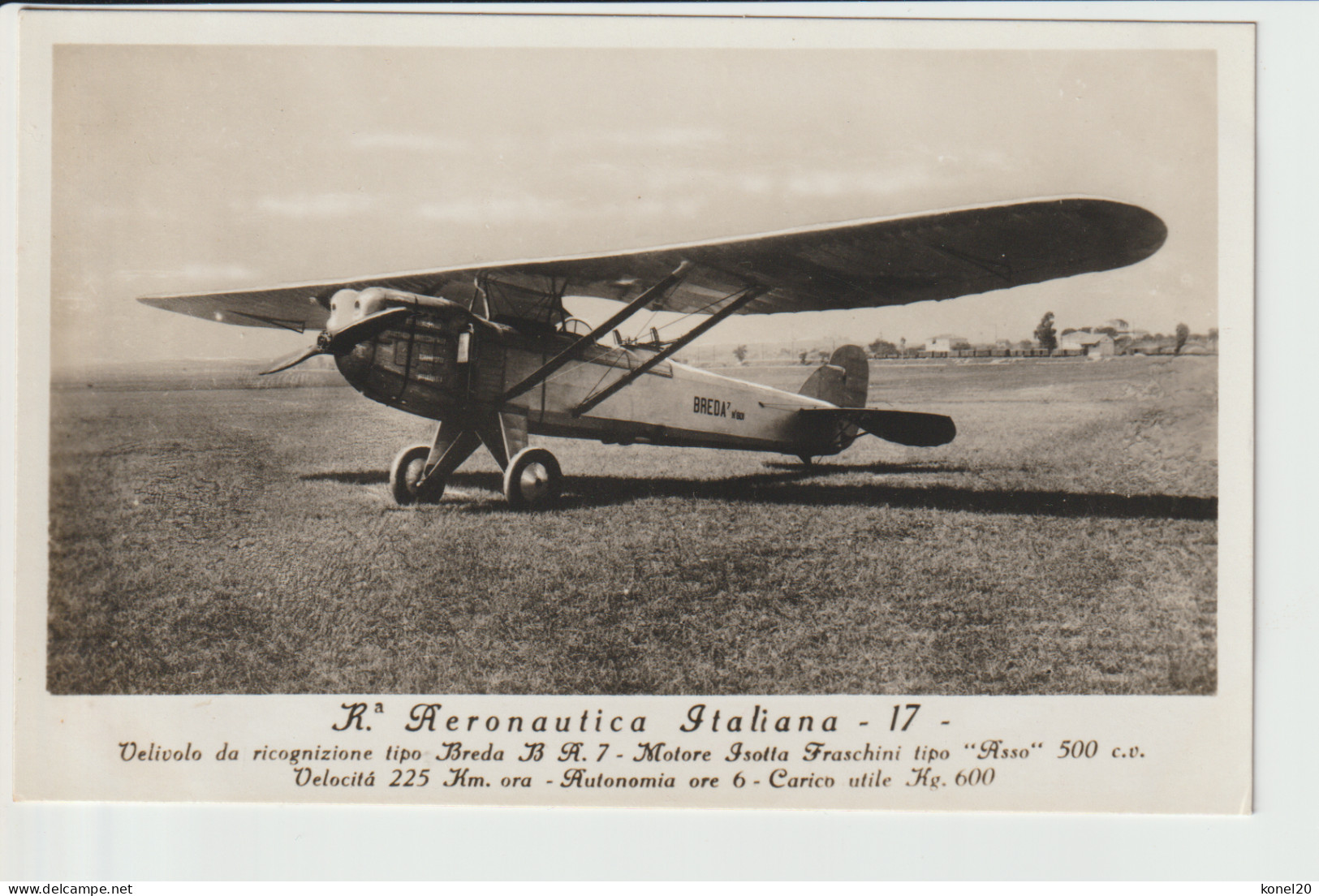 Vintage Rppc Italian Breda B.A. 7 Aircraft With Isotta Fraschini Tipo Assso 500 Engine - 1919-1938: Between Wars