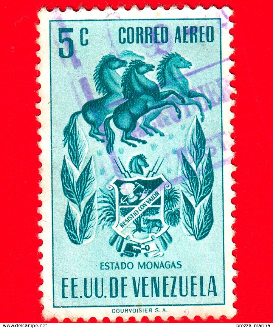 VENEZUELA - Usato - 1953 - Stemma Dello Stato Di Monagas - Arms - 5 - P. Aerea - Venezuela