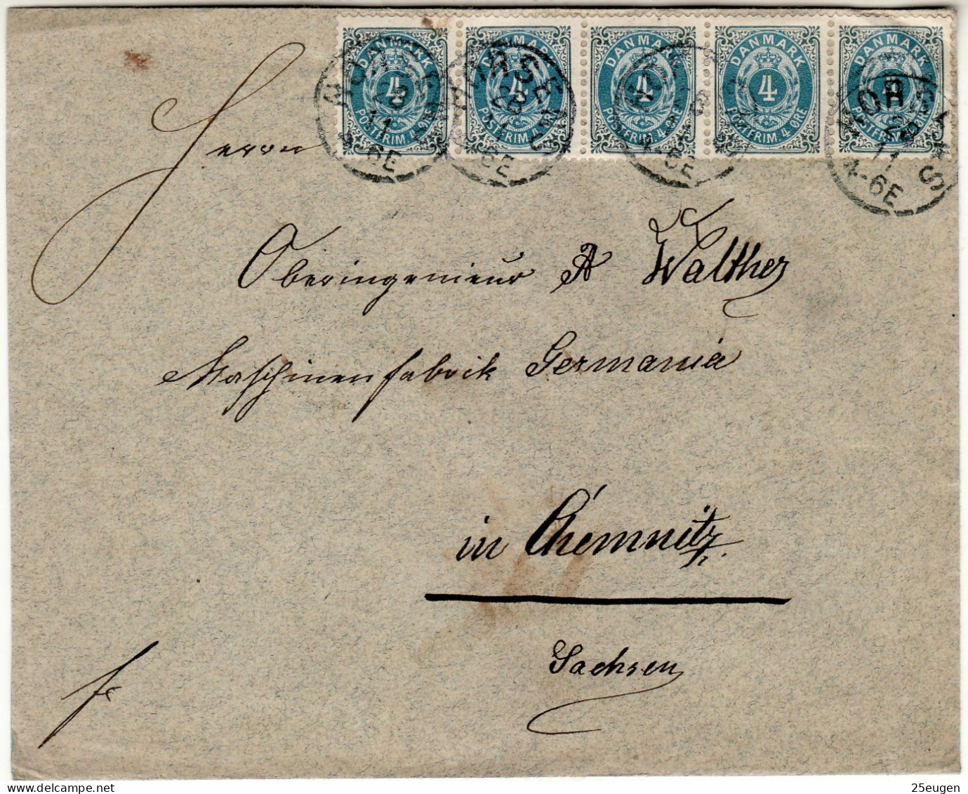 DENMARK 1898 LETTER SENT FROM HORSENS TO CHEMNITZ - Storia Postale