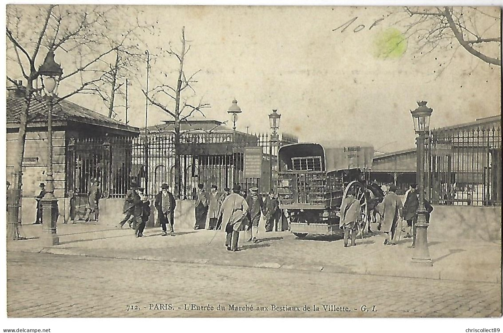 Carte Postale : Paris - L'Entrée Du Marché Aux Bestiaux De La Villette - Loten, Series, Verzamelingen