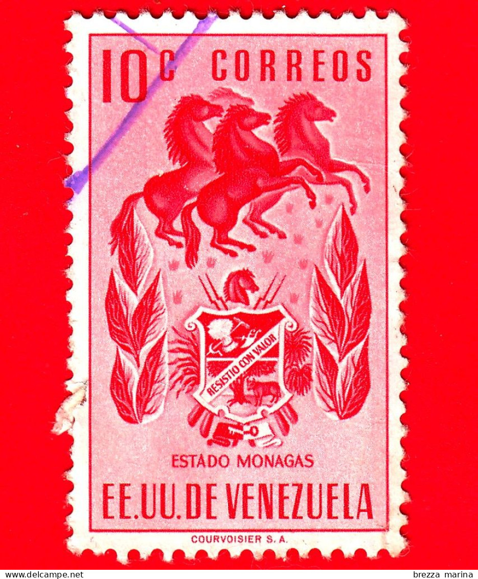 VENEZUELA - Usato - 1953 - Stemma Dello Stato Di Monagas - Arms - 10 - Venezuela