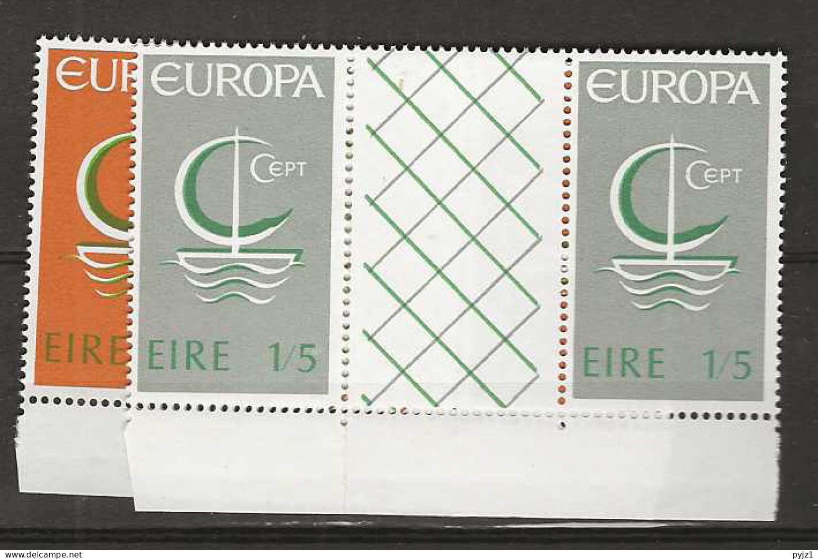 1966 MNH Ireland Mi 188-89 Gutter Pairs Folded - Nuevos